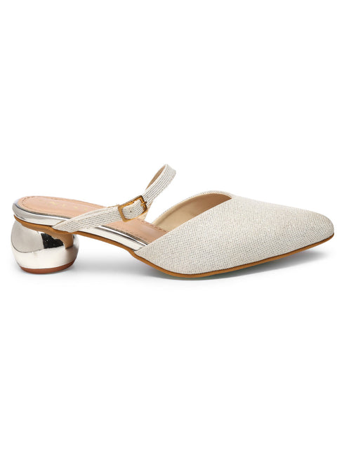 GNIST Party Mule White Round Heels